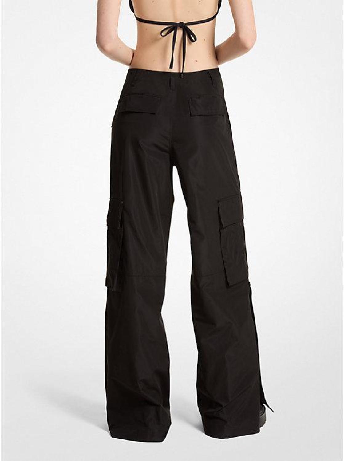 Woven Wide-Leg Cargo Pants