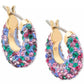 Pop of Joy Pavé Shiny Puffy Huggie Hoop Earrings, 0.62"