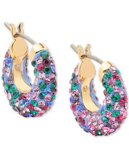 Pop of Joy Pavé Shiny Puffy Huggie Hoop Earrings, 0.62"