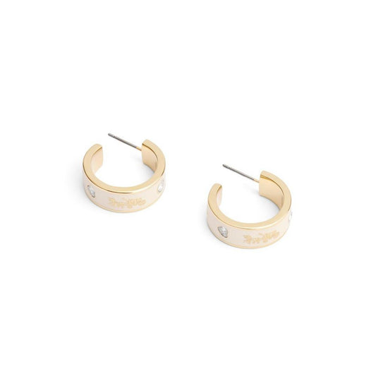 Faux Stone Signature Horse Carriage Hoop Earrings