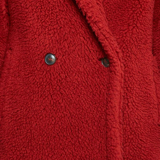 Red Teddy Bear Double Breasted Coat M