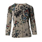 Max Mara Ribbed Floral Cardigan in Beige Viscose