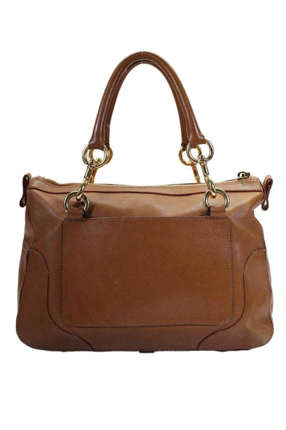 Marc Jacobs Womens Camel Leather Zip Medium Satchel Bag Handbag