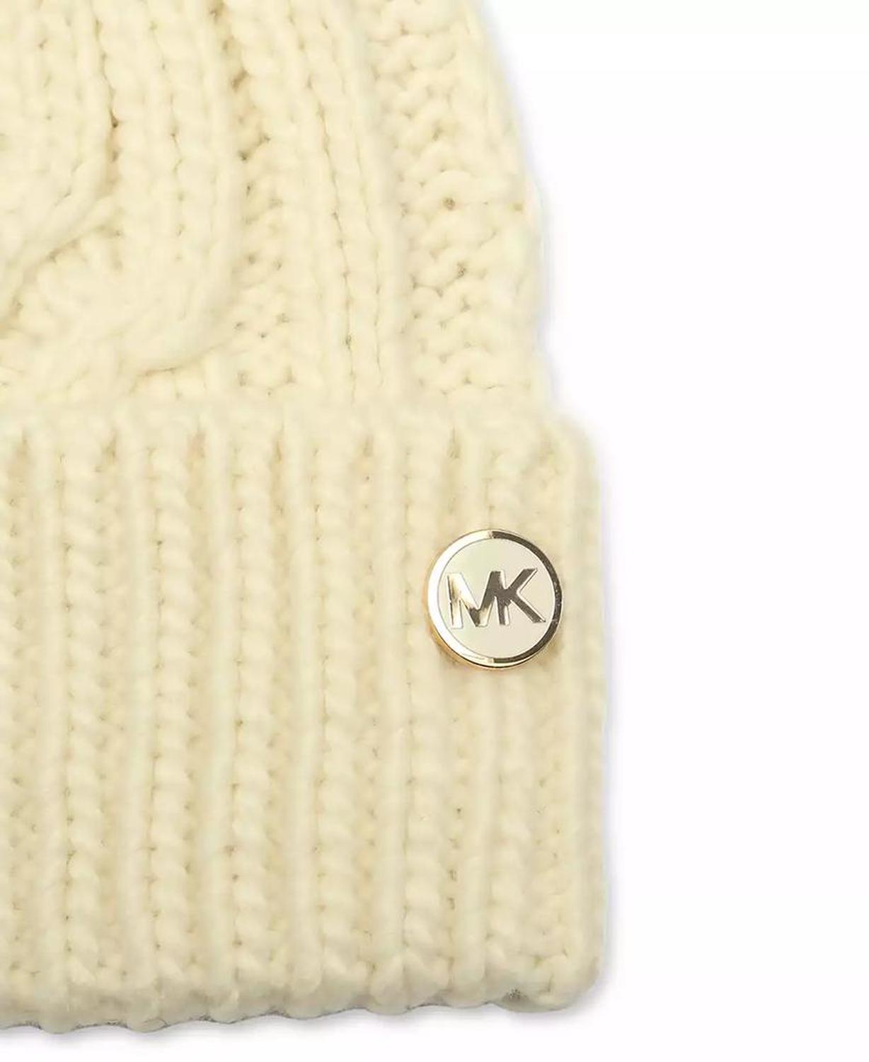 Soft Knit Tangled Aran Cuff Pom Beanie