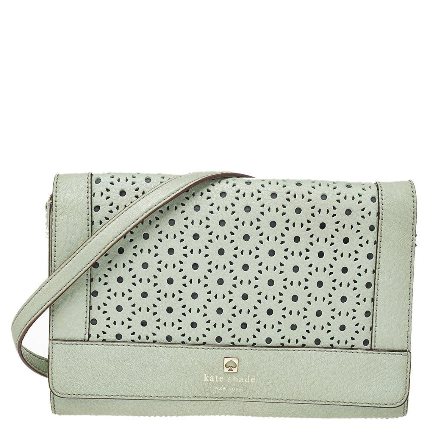 Kate Spade Mint Leather Perforated Flap Shoulder Bag