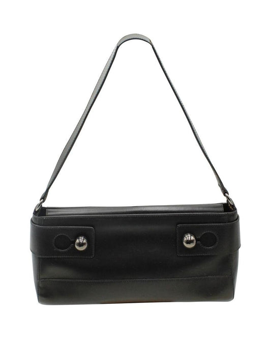 Furla Metal Embellished Shoulder Bag in Black Leather