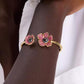 Gold-Tone Color Cubic Zirconia Poppy Cuff Bracelet