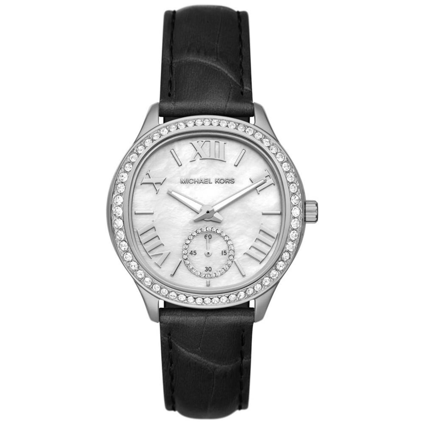 Women's Sage Three-Hand Black Croco Embossed Leather Watch 38mm