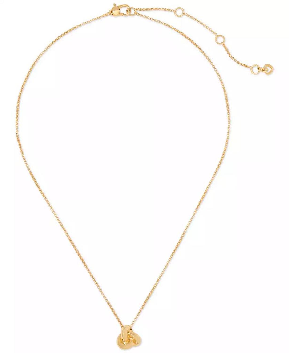 Polished Love Knot Pendant Necklace, 16" + 3" extender