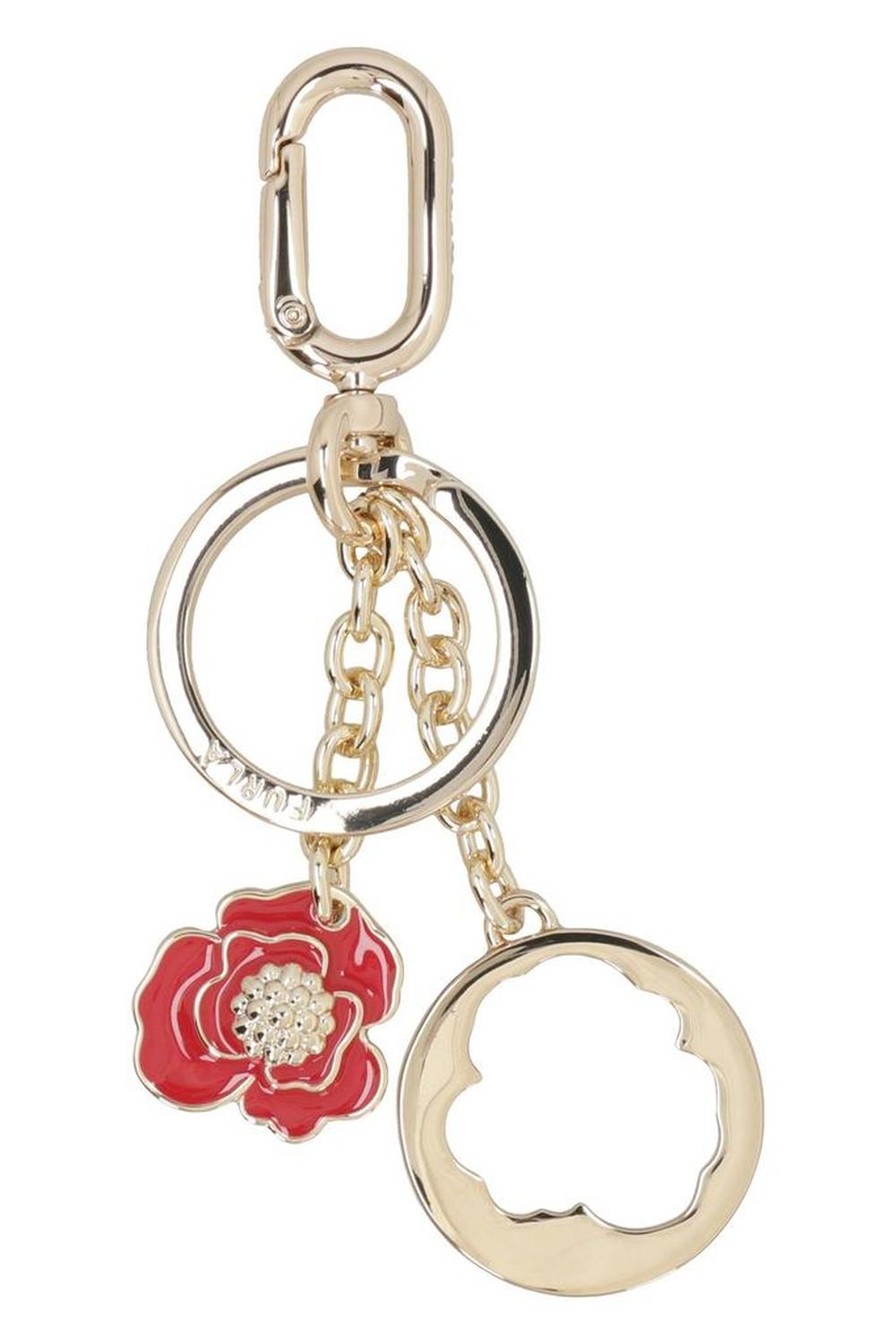 Furla Flower Charm Embellished Keyring