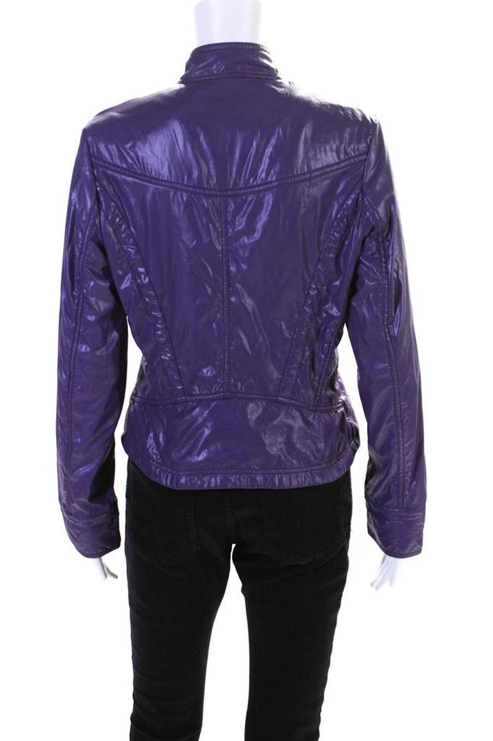 Max Mara Womens Lightweight Full Zip High Neck Windbreaker Jacket Purple