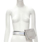 CHANEL 1990's Vintage silver nylon logo strap CC buckle square flap waist bag