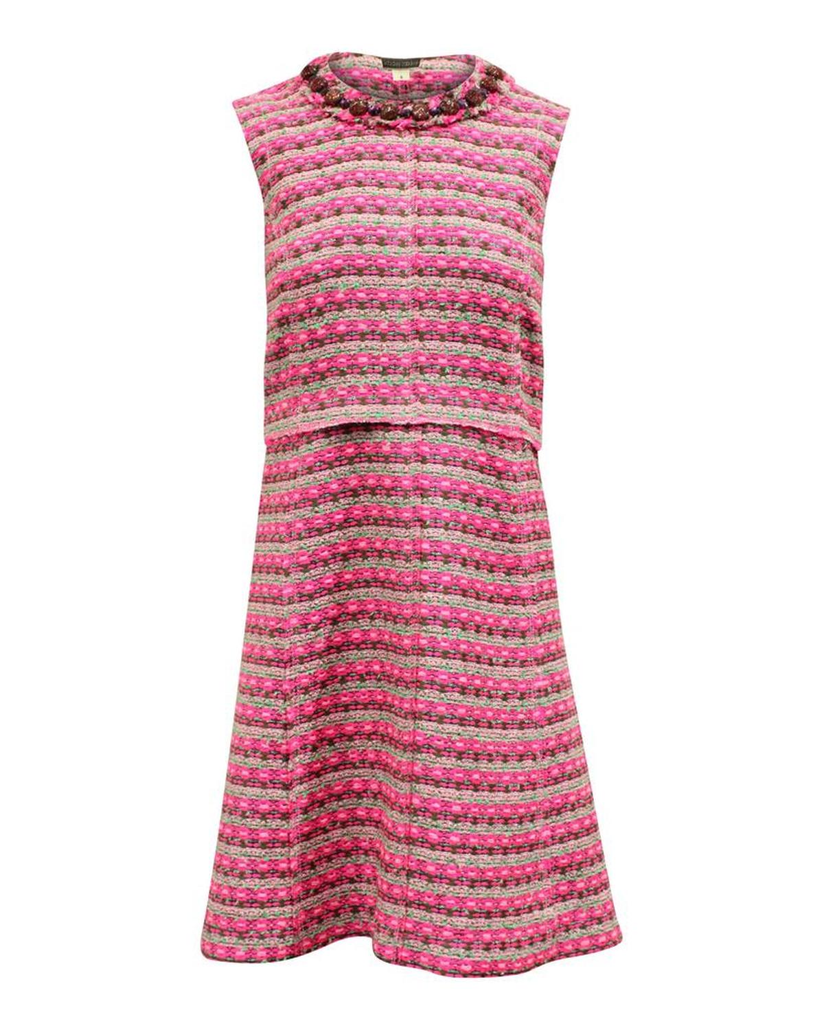 Marc Jacobs Striped Sleeveless Shift Dress in Pink Acrylic