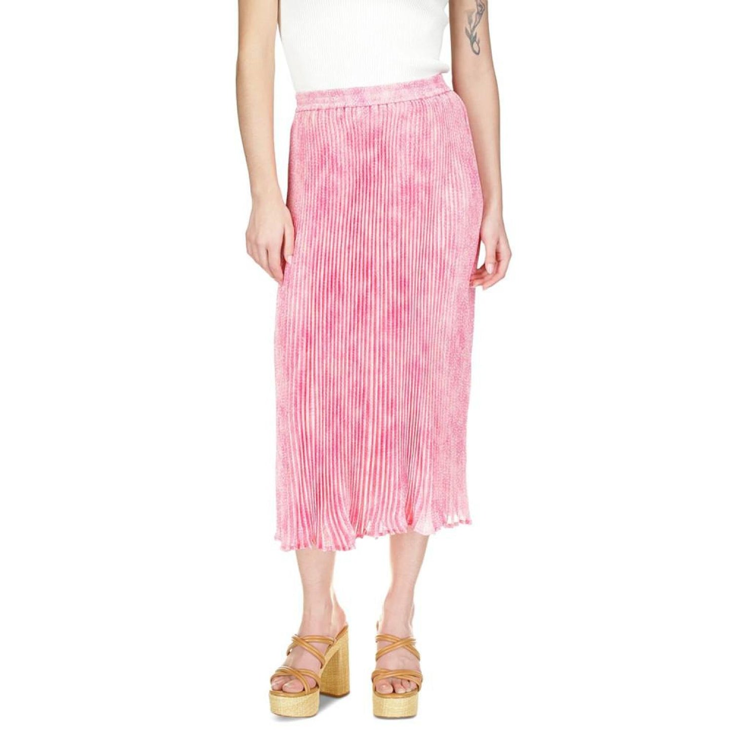 Women's Tonal-Print Pleated Midi Skirt