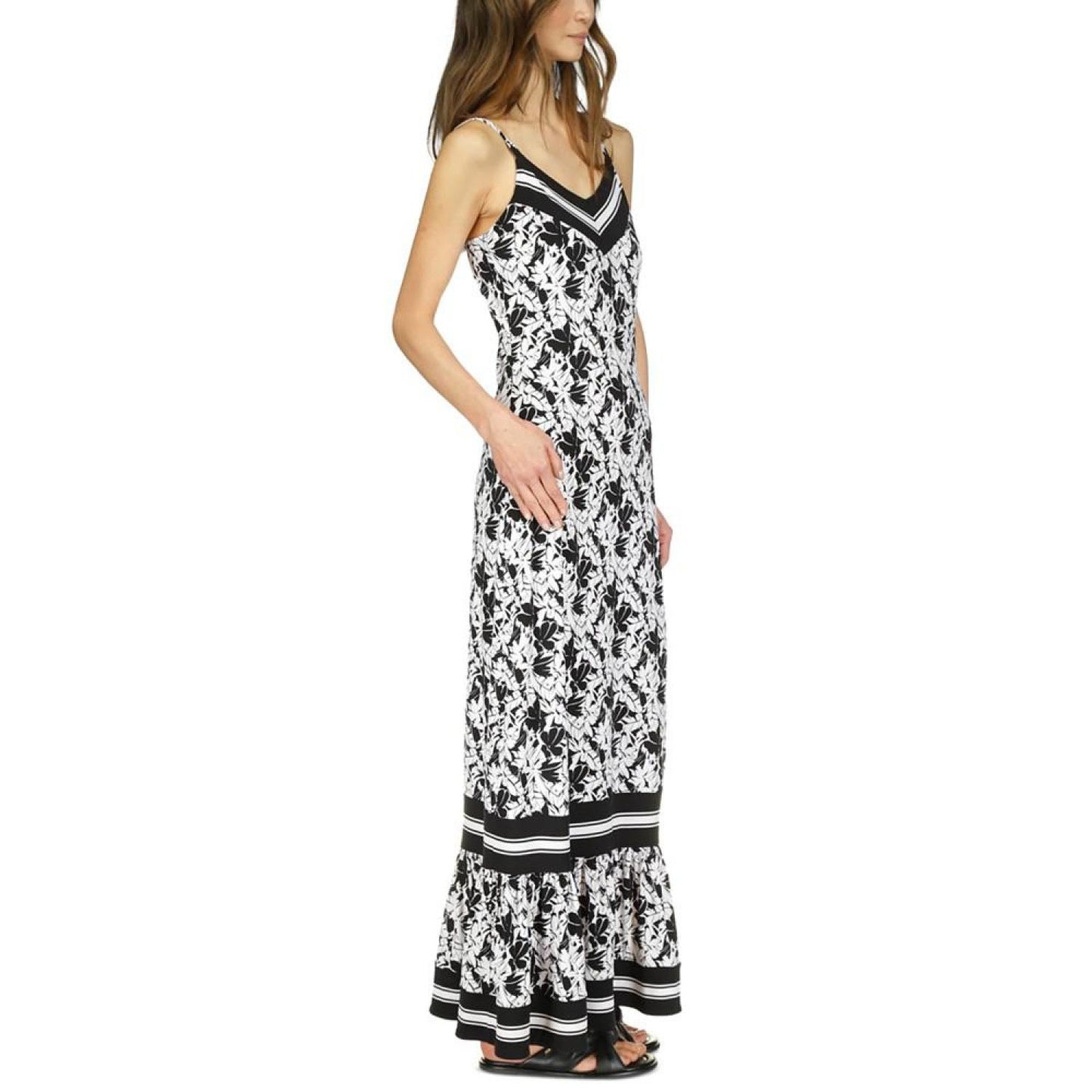 Women's Printed Ruffle-Hem Maxi Dress