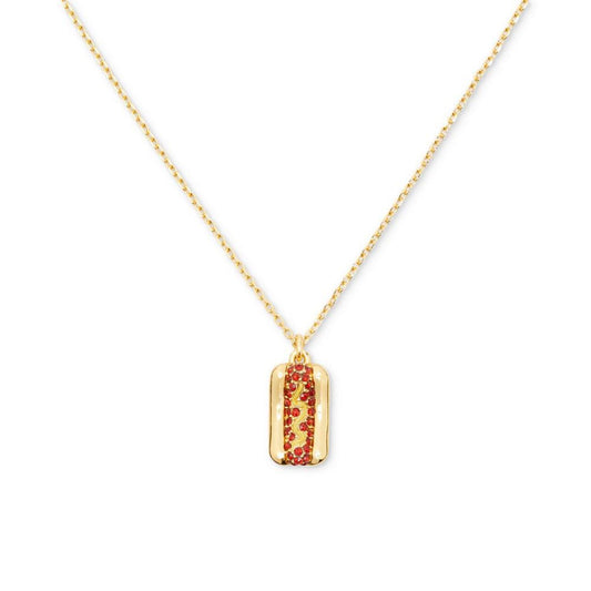 Gold-Tone Color Stone Hot Dog Mini Pendant Necklace, 16" + 3" extender