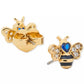 Gold-Tone Cubic Zirconia Bee Stud Earrings