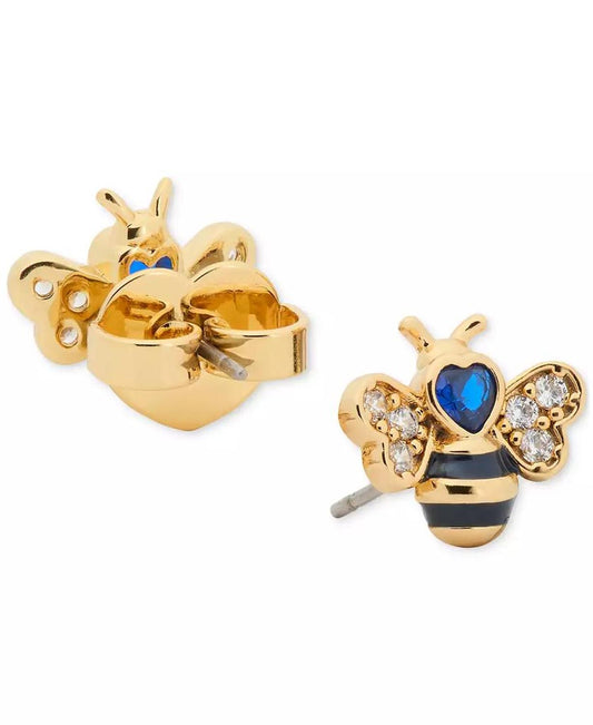 Gold-Tone Cubic Zirconia Bee Stud Earrings