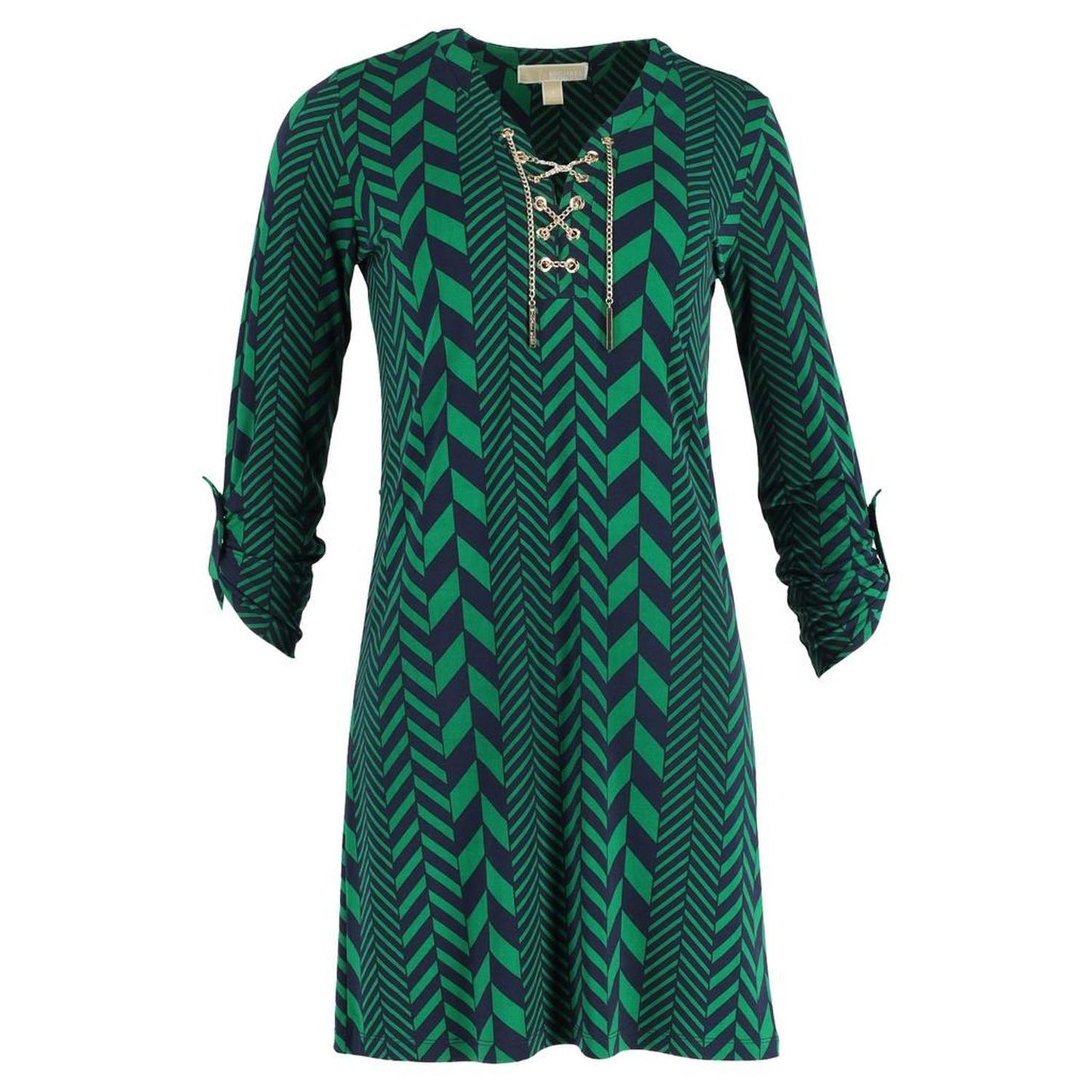 Michael  Chain Detail Dress in Green Polyester