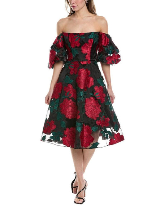 Marchesa Notte Off-The-Shoulder Cocktail Dress