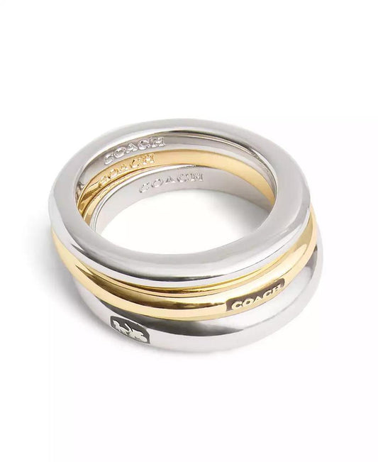 Two-Tone Signature Hallmark Tubular Band Ring Set