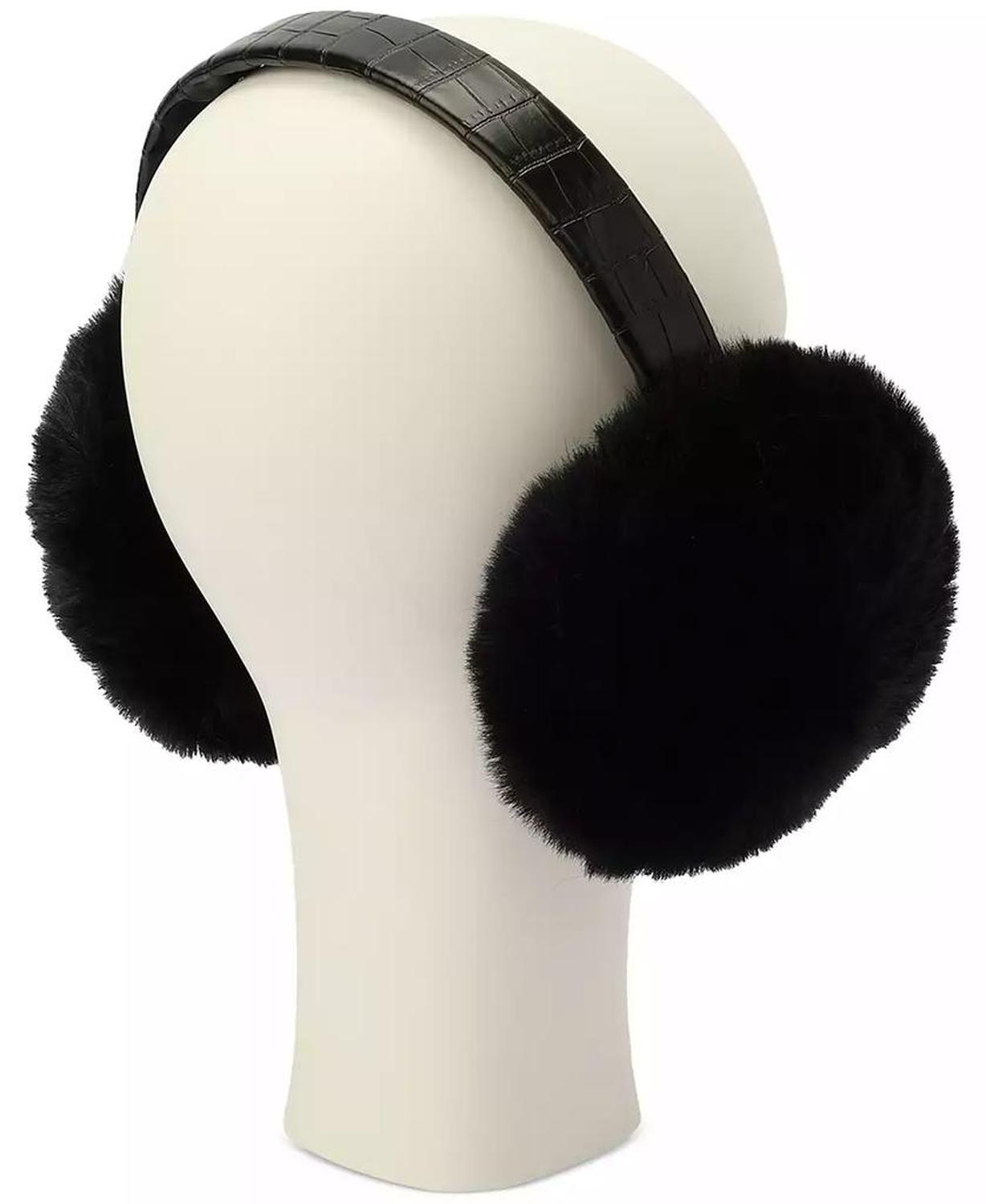 MICHAEL Logo Charm Croc-Embossed Fuzzy Ear Warmers