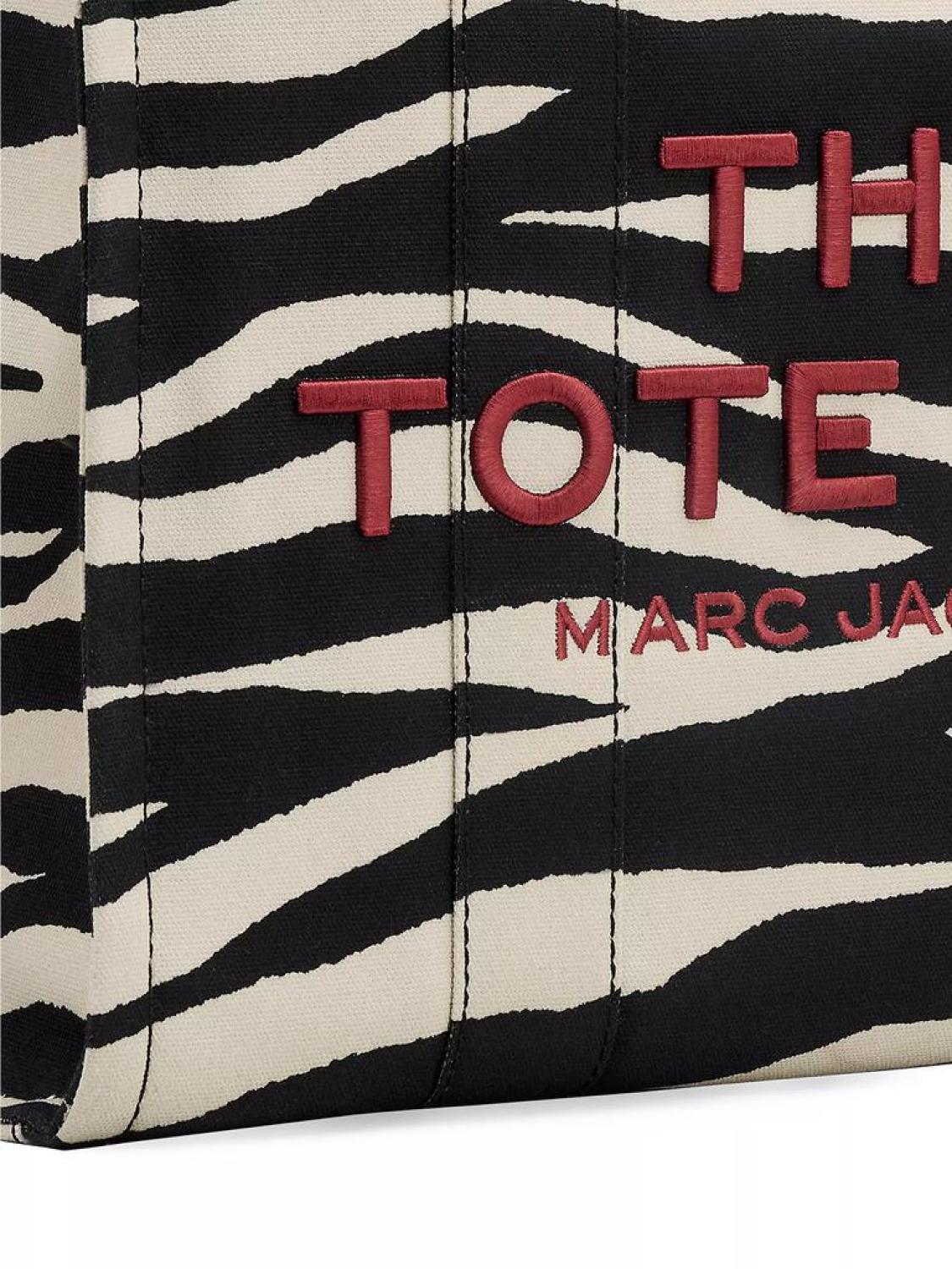 Zebra-Print Canvas Large Tote Bag