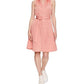 Sleeveless Belted Cotton Dress In Peach Pink