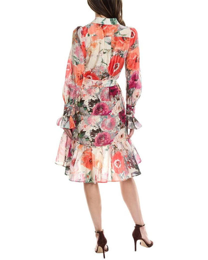 Marchesa Notte Altheda Silk-Blend Shirtdress