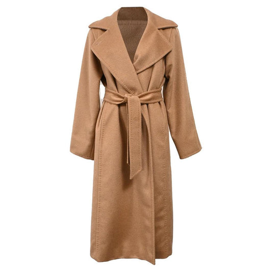 Manuela Belted Coat in Brown Camel Hair