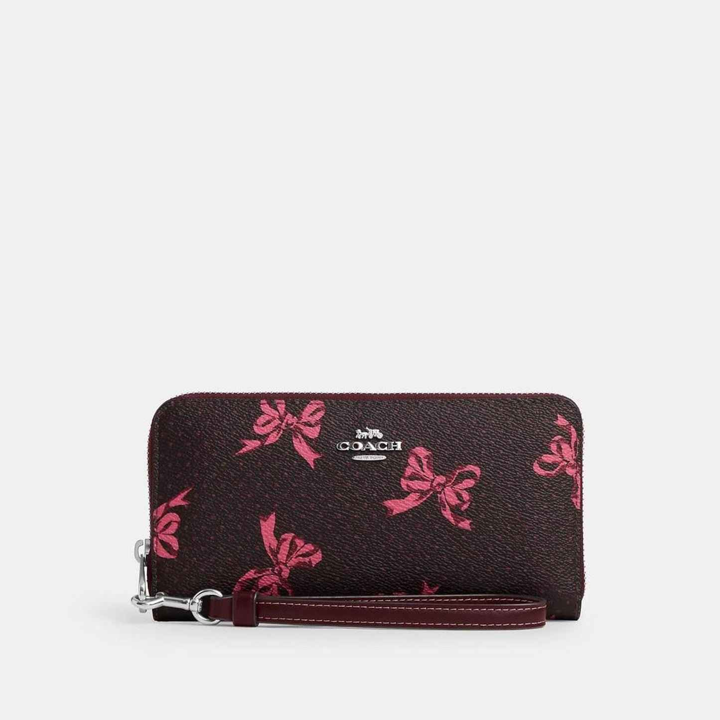 Long Zip Around Wallet With Bow Print