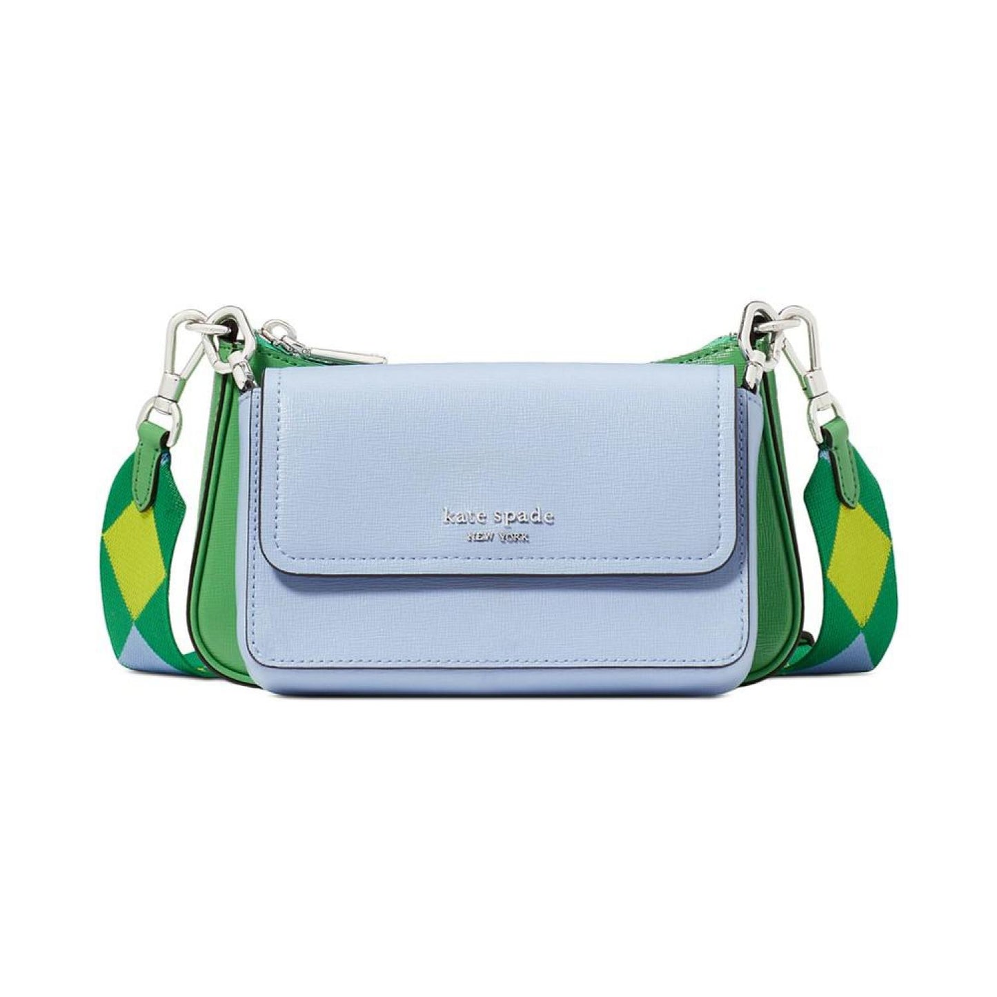 Double Up Colorblocked Saffiano Leather Crossbody