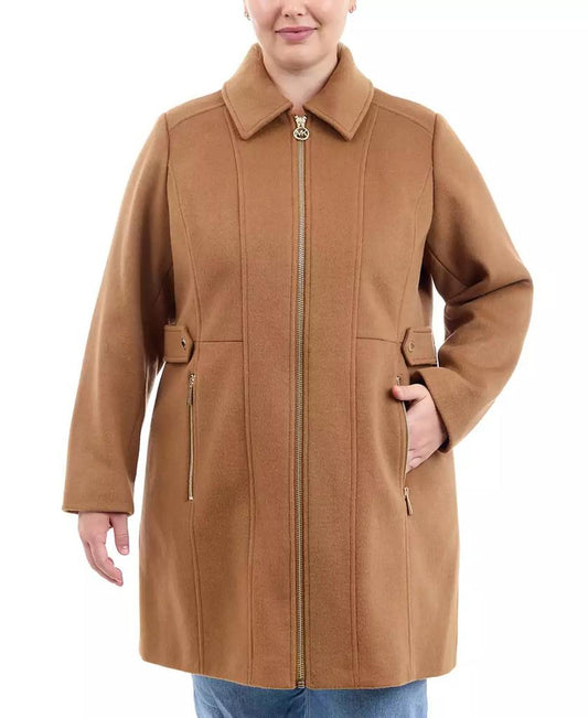 Plus Size Club-Collar Zip-Front Coat, Created for Macy's