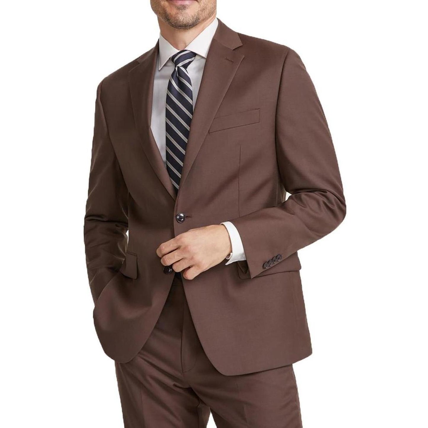 Mens Solid Wool Two-Button Blazer