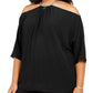 Plus Womens Knit Cold Shoulder Blouse