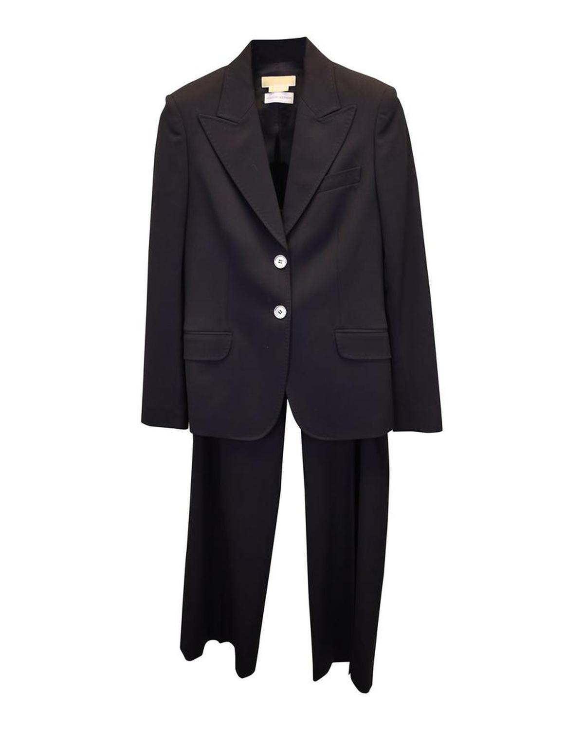 Michael Kors Blazer and Pants Suit Set in Black Cotton Wool