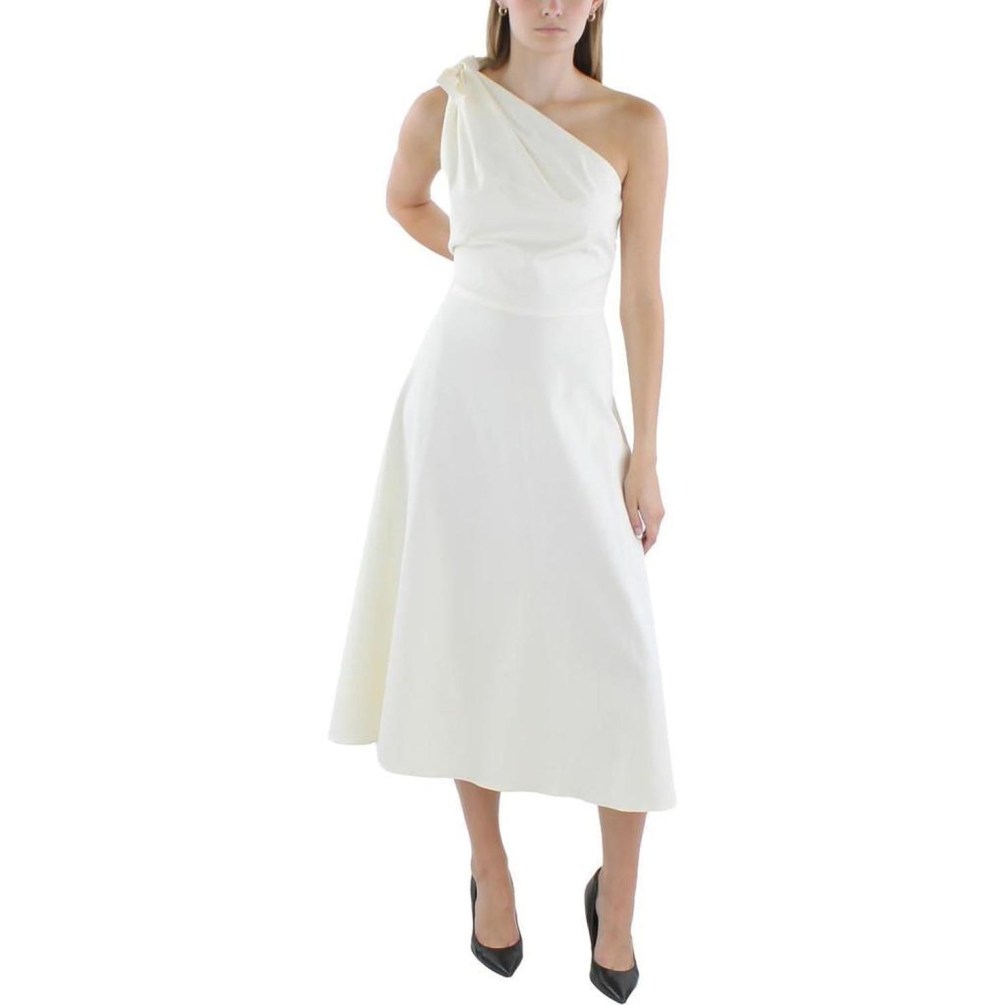 Womens One Shoulder Stretch Midi Dress