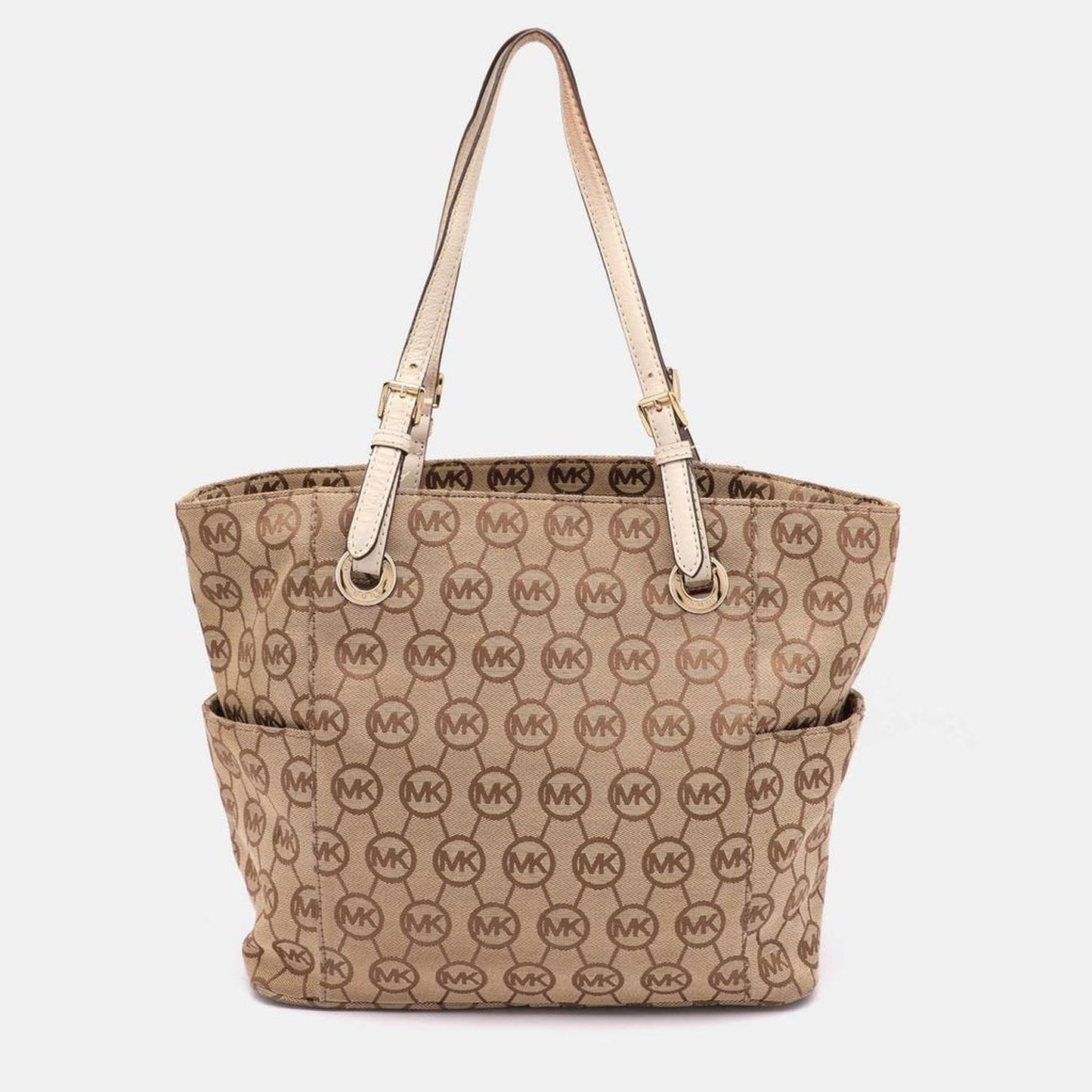 Michael Kors Beige/brown Signature Canvas Jet Set Tote