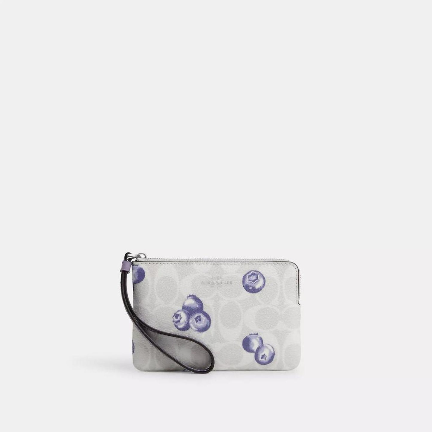 Coach Outlet Corner Zip Wristlet In Signature Canvas With Blueberry Print