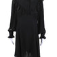 Michael Kors Collection Womens Collar Long Sleeve Button Up Dress Black