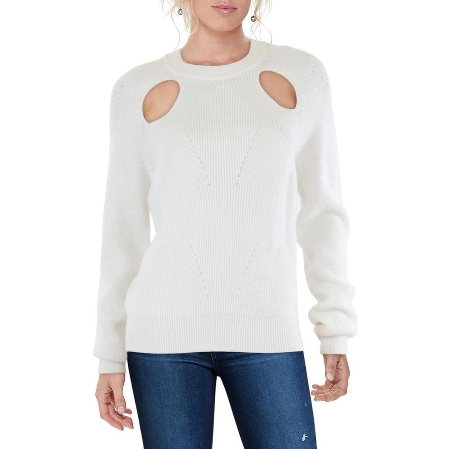 Meryl Womens Cut-Out Crewneck Pullover Sweater