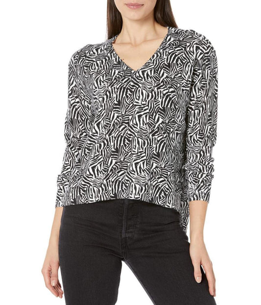 Printed Zebra Boxy V-Neck