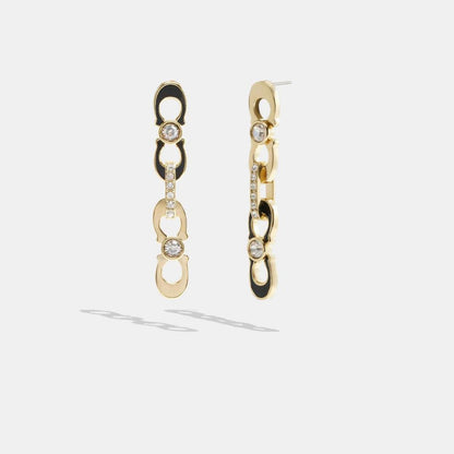 Coach Outlet Signature Link Enamel Pavé Linear Earrings