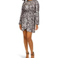 Petite Foil Paisley Long Sleeve Flounce Dress