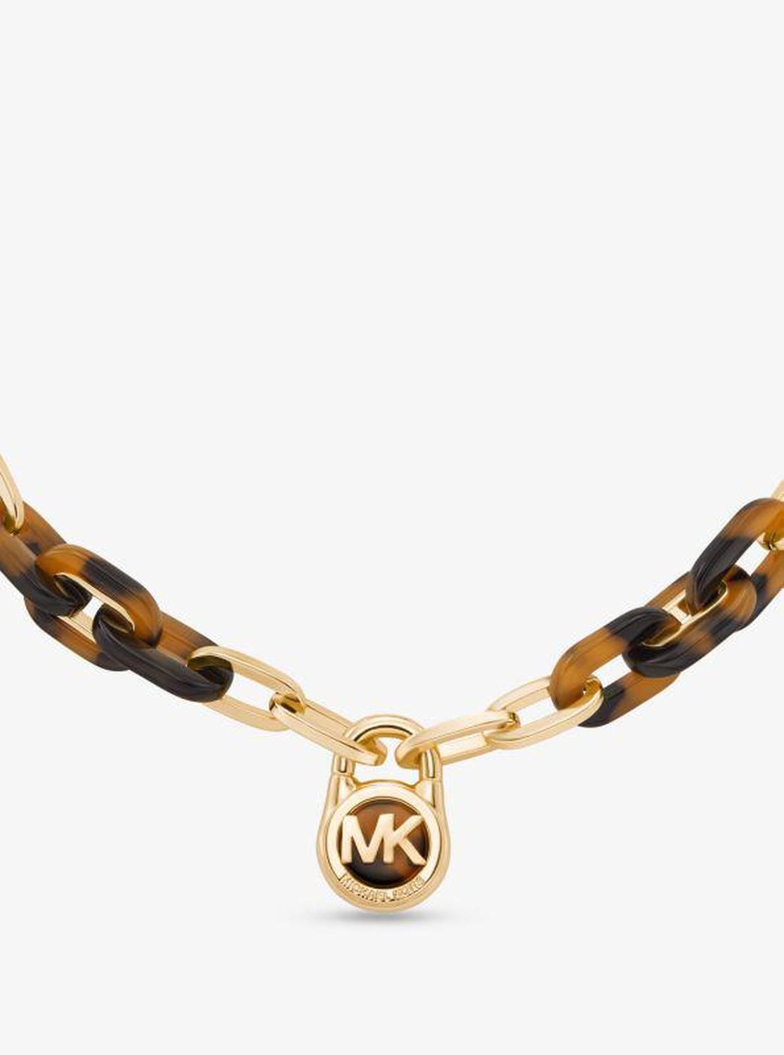 Hamilton Tortoiseshell Lock Chain Brass and Tortoiseshell Acetate Necklace