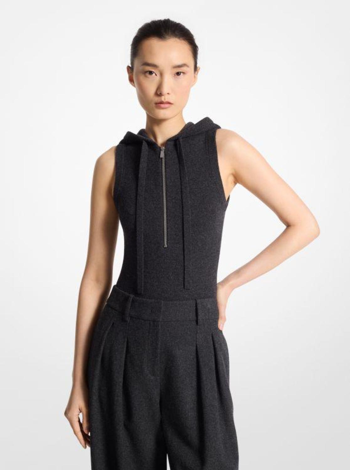 Cashmere Sleeveless Hooded Bodysuit