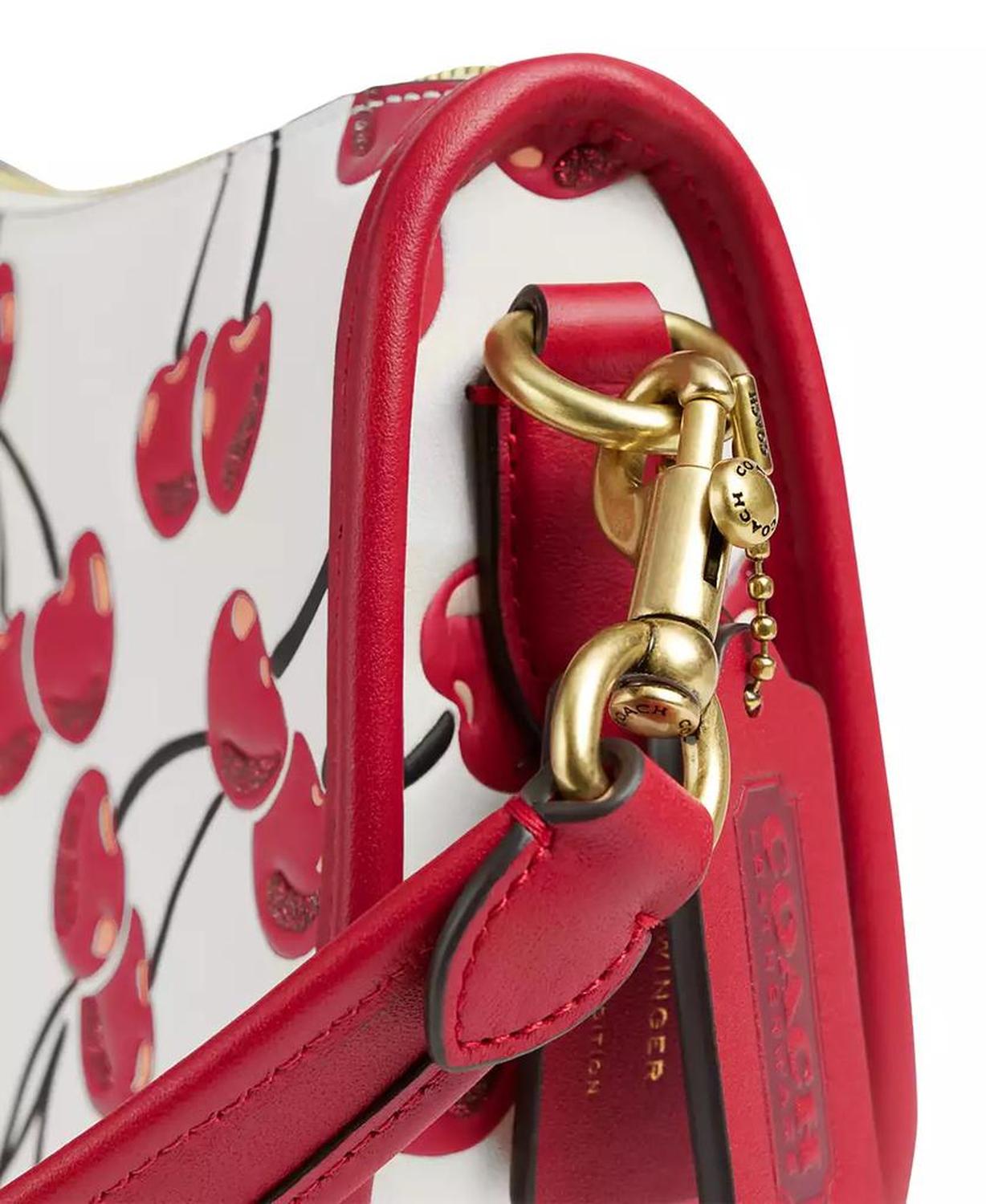 Swinger Cherry Print Leather Shoulder Bag