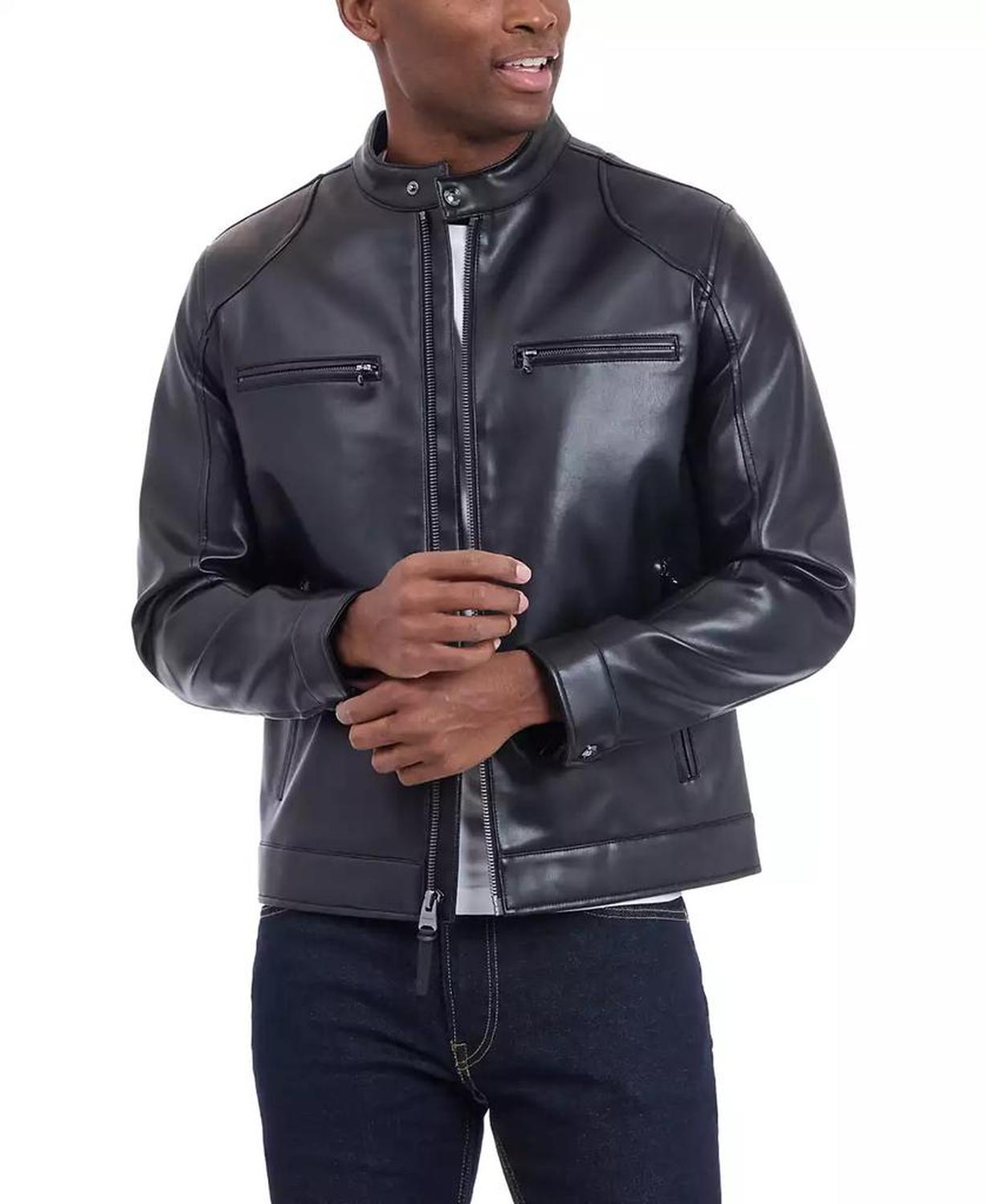 Men's Faux Leather Moto Jacket