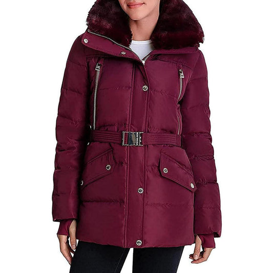 Michael Kors Women's Mid-length Down coat-Dark Ruby