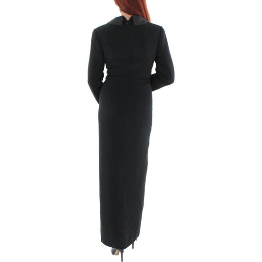 Womens Crepe Long Sleeves Evening Dress